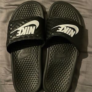 Nike Black and White Slide Sandals